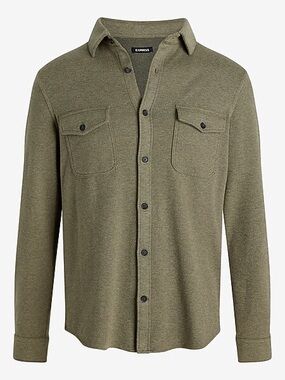Express Olive Green Sweater Button-Front